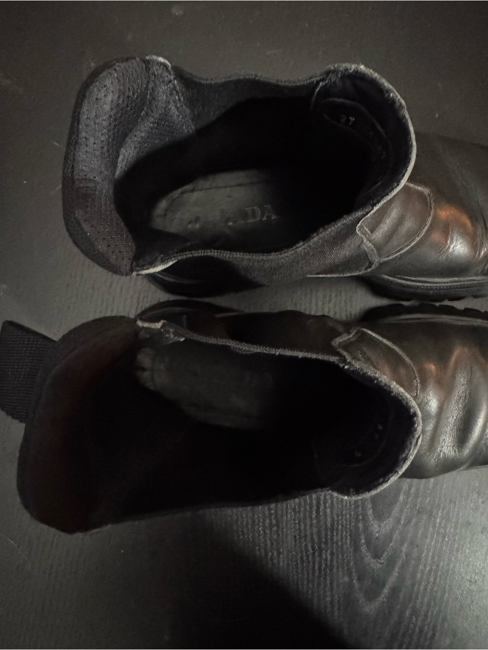 Prada Men’s Size 9 Black Leather Boots, Chelsea, Chunky Lug Sole - Picture 13 of 13